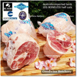 Lamb LEG BONELESS frozen HALF CUT AS STEAKS 2.5cm 1" 1.5-1.8kg 4-5pcs (price/kg) any brand in stock Australia Midfield Wammco WhiteStripe McHerd